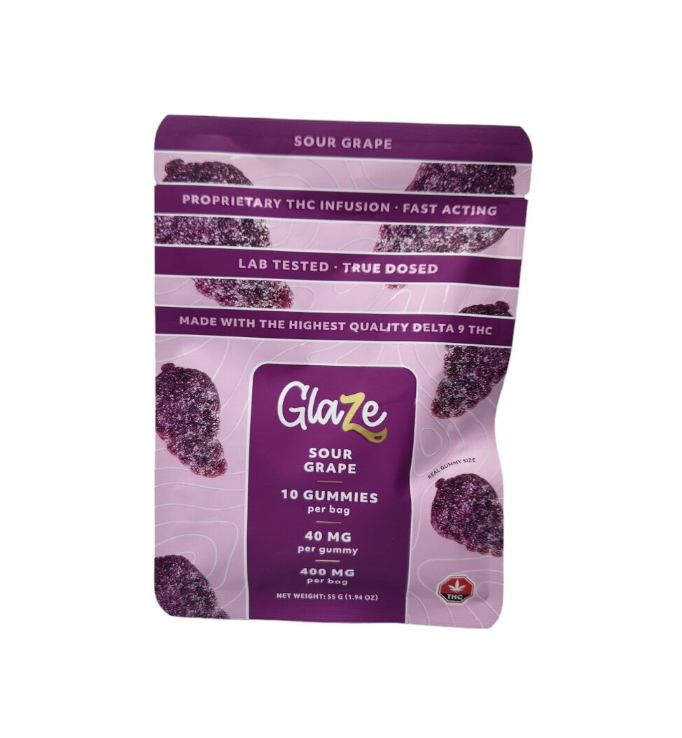 Grapes Bag by Glaze - 1 Bag, 10 Gummies, 40mg Each