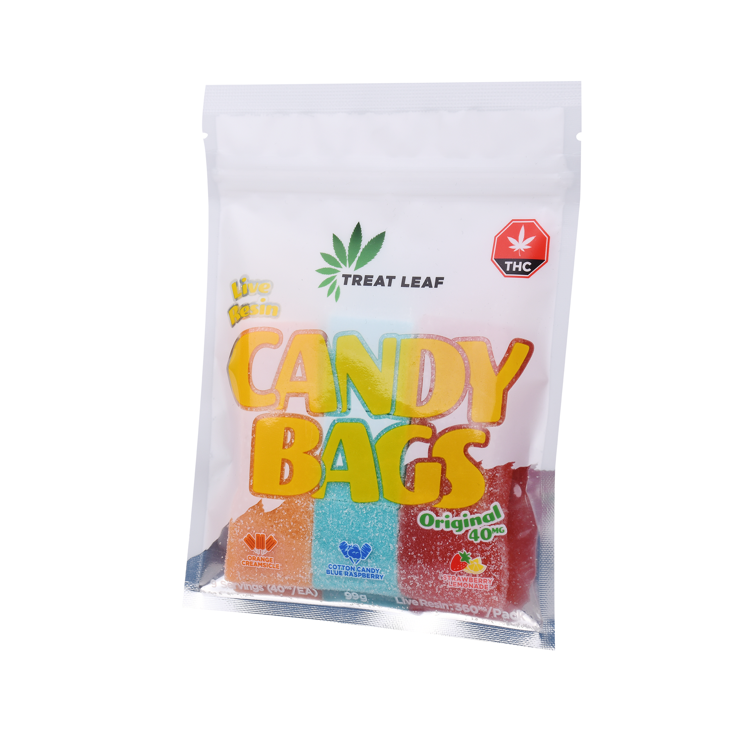 Orange Creamsicle, Blue Raspberry, Strawberry, 40mg Live Resin THC gummies - Image 3